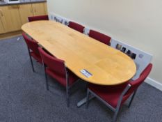 Oval Shaped Light Oak Veneered Meeting Table, appr