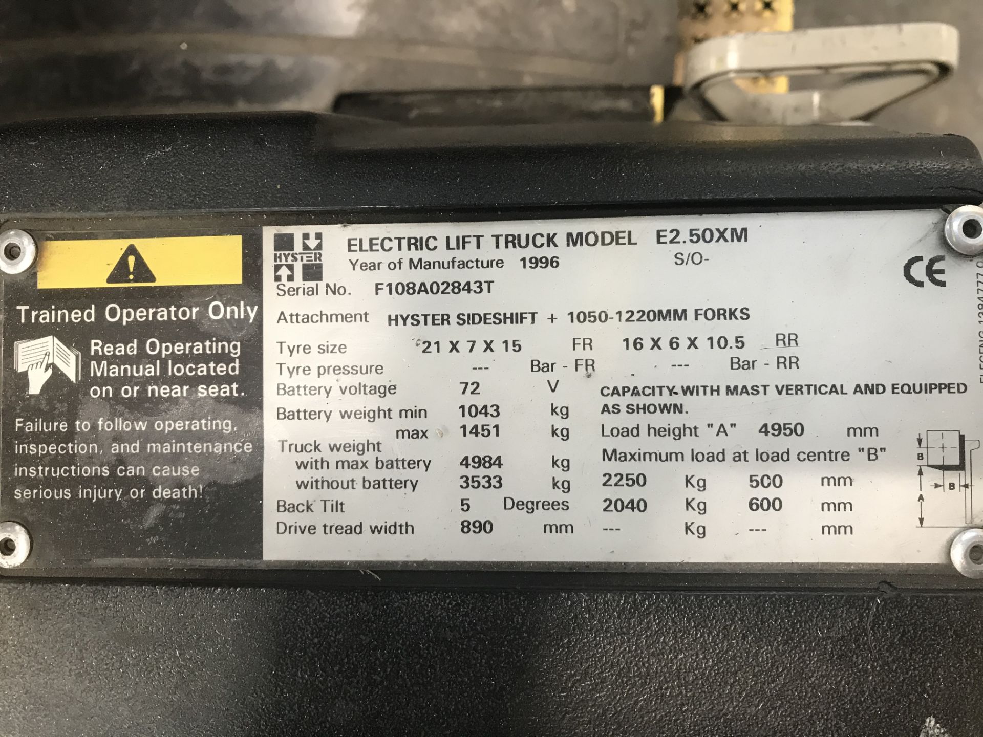 Hyster E2.50XM Electric Forklift Truck, registrati - Image 5 of 5