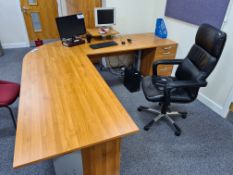 Dark Oak Veneered Cantilever Framed Desk, with cur