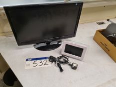 Two Flat Screen Monitors & Digital Photo Frame