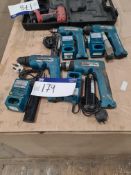 Four Makita Cordless Driver Drills, with four char