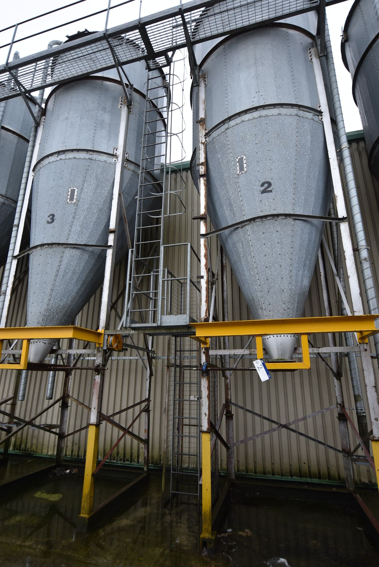 Galvanised Steel Open Mesh Walkway to Top of Silos - Image 2 of 4