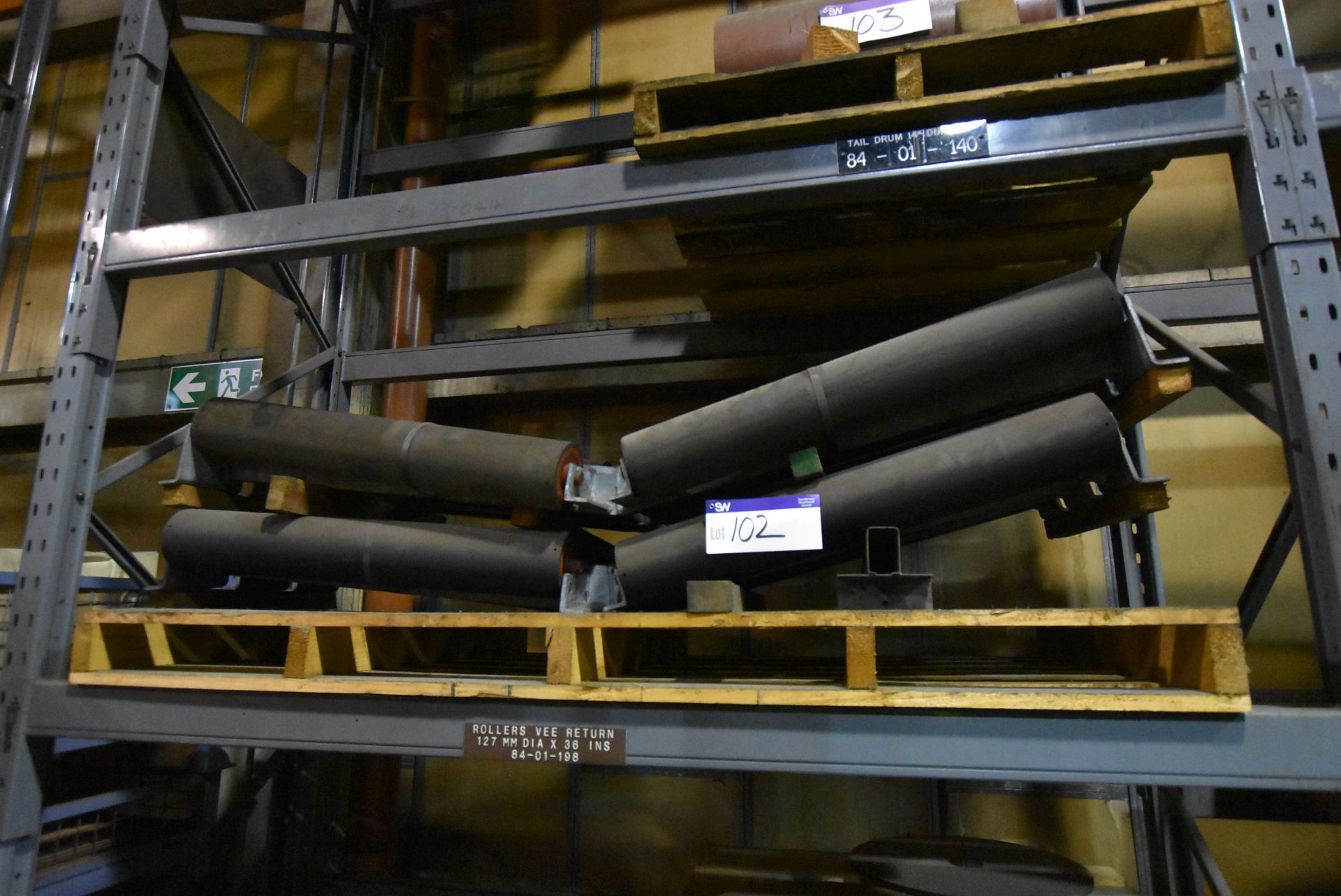 Two V Return Rollers, 127mm dia. x 36ins (84-01-198/ Bay 1) (please note this lot is part of