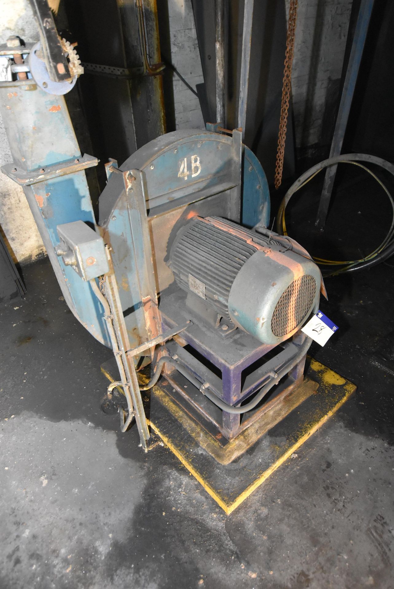 Steel Cased Centrifugal Fan, approx. 850mm dia., with electric motor drivePlease read the