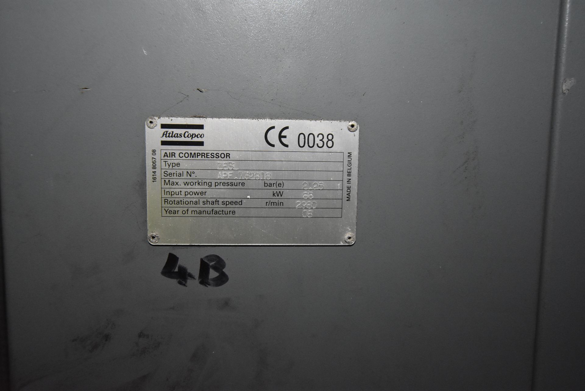 Atlas Copco ZE3L Package Air Compressor, serial no. APF.132818, year of manufacture 2008Please - Image 3 of 3