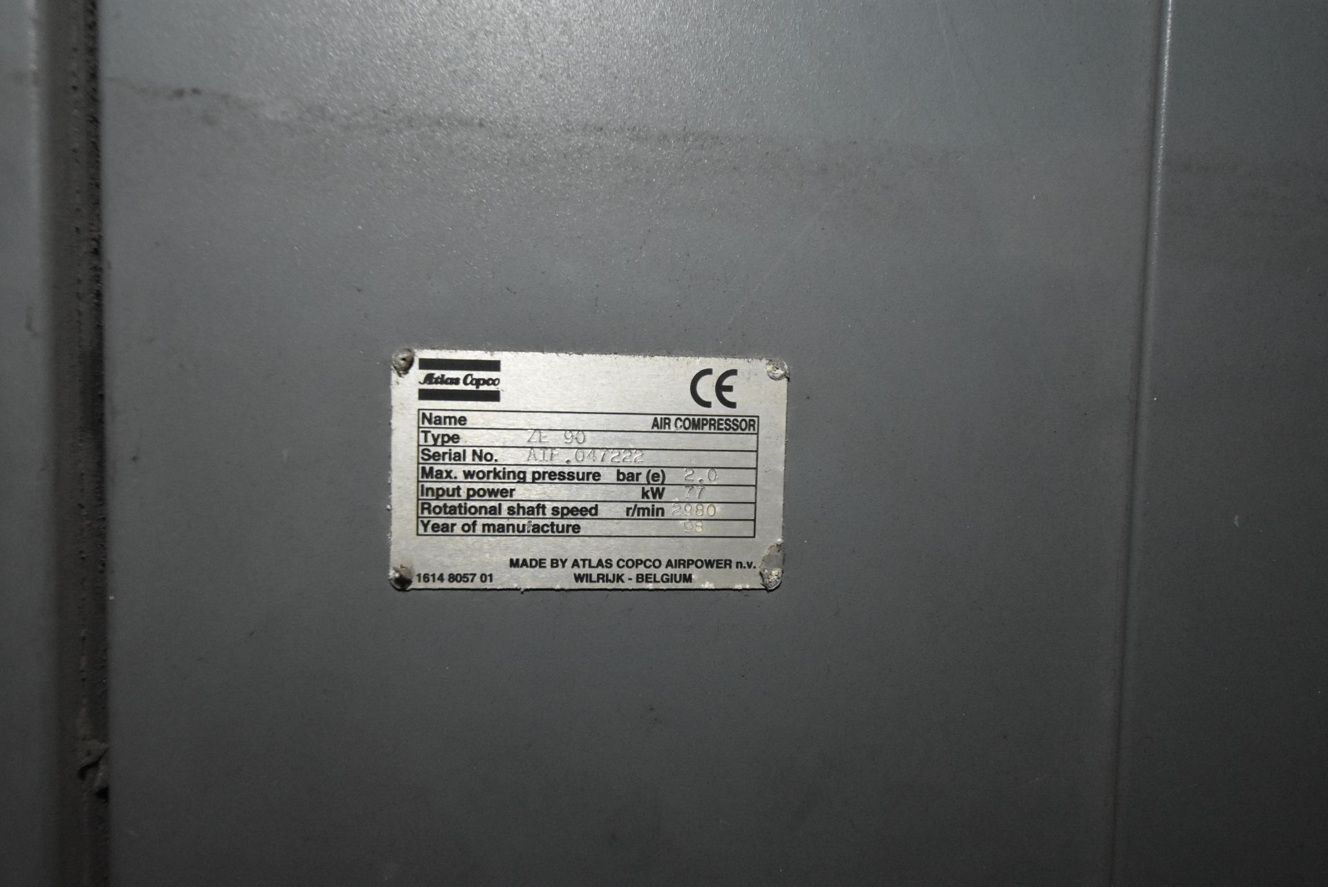 Atlas Copco ZE90 Package Air Compressor, serial no. AIF.047222, year of manufacture 1998Please - Image 3 of 3