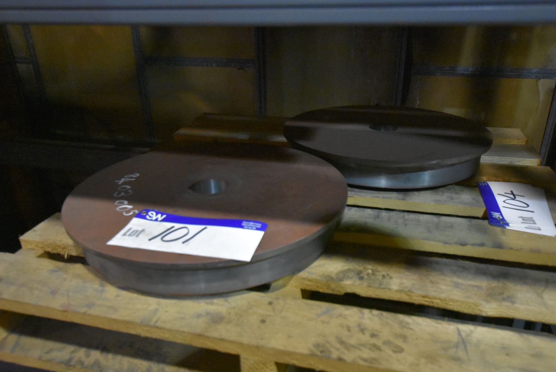 Two Cast Rail Wheels, approx. 495mm dia. (84-03-005) (Bay 1) (please note this lot is part of