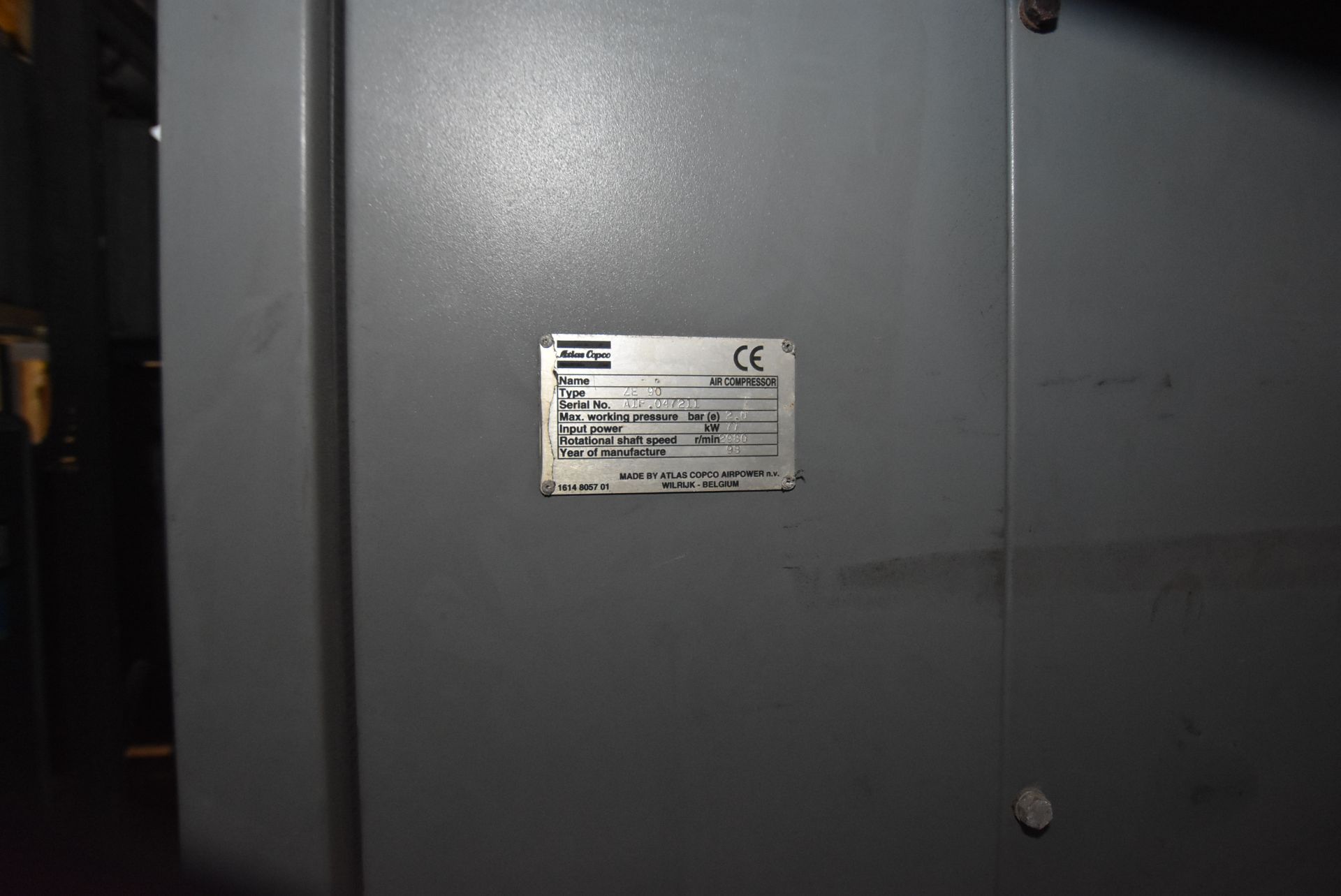 Atlas Copco ZE90 Package Air Compressor, serial no. AIF.047211, year of manufacture 1988Please - Image 3 of 3