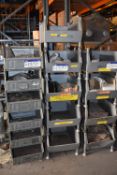 Assorted Steel Fastenings & Fittings, as set out in five steel stacking bins (please note this lot