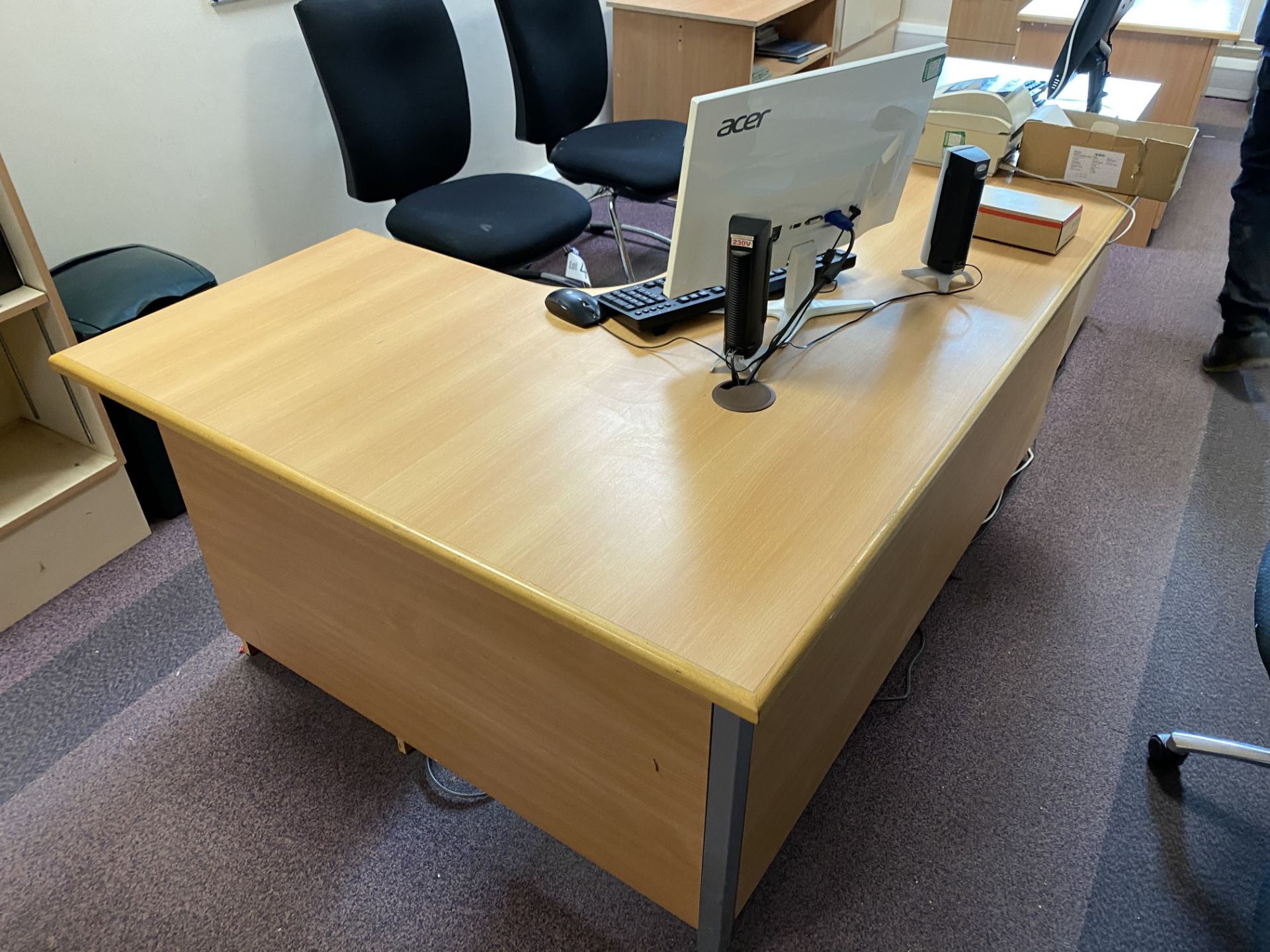 Two Beech Veneer Workstations - Image 2 of 2