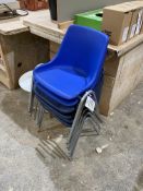 Six Blue Plastic Stacking Chairs