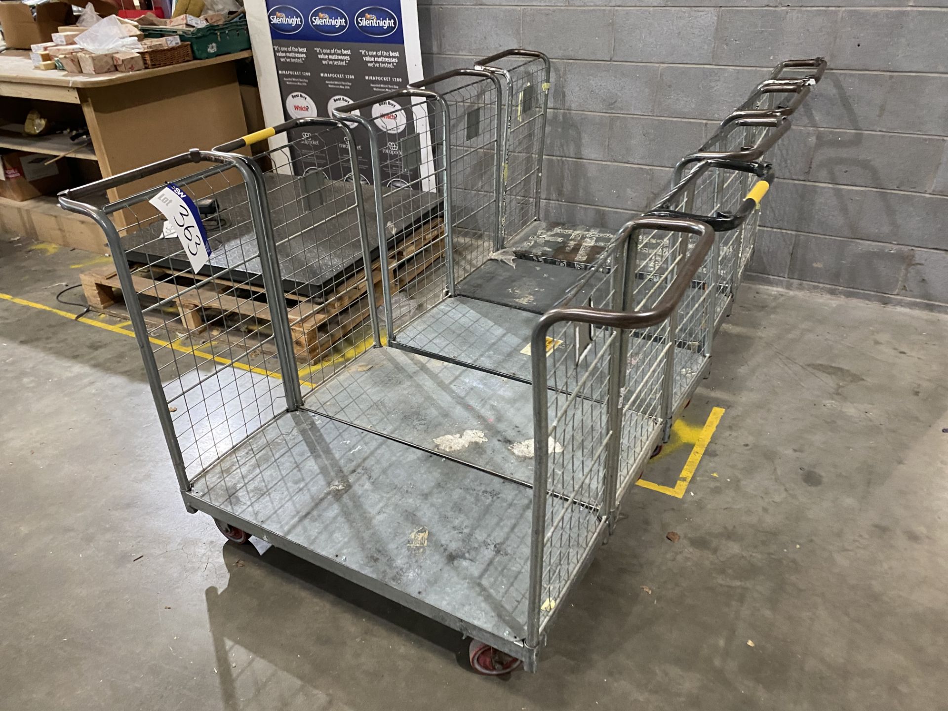 Five Galvanised Steel Stock Trollies