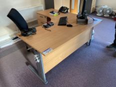 Beech Veneer Workstation c/w Pedestal