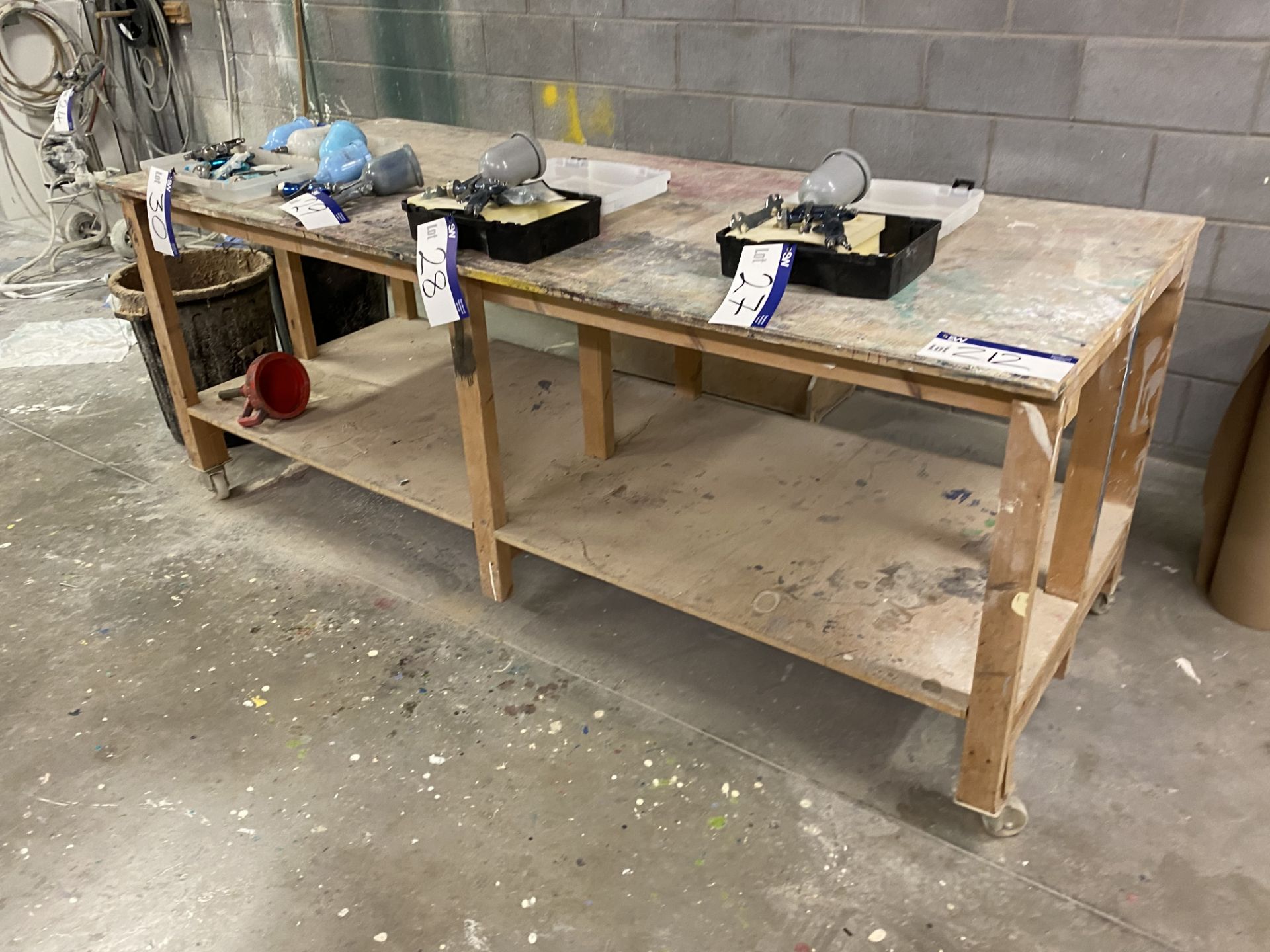 Two Mobile MDF Workbenches - Image 2 of 2