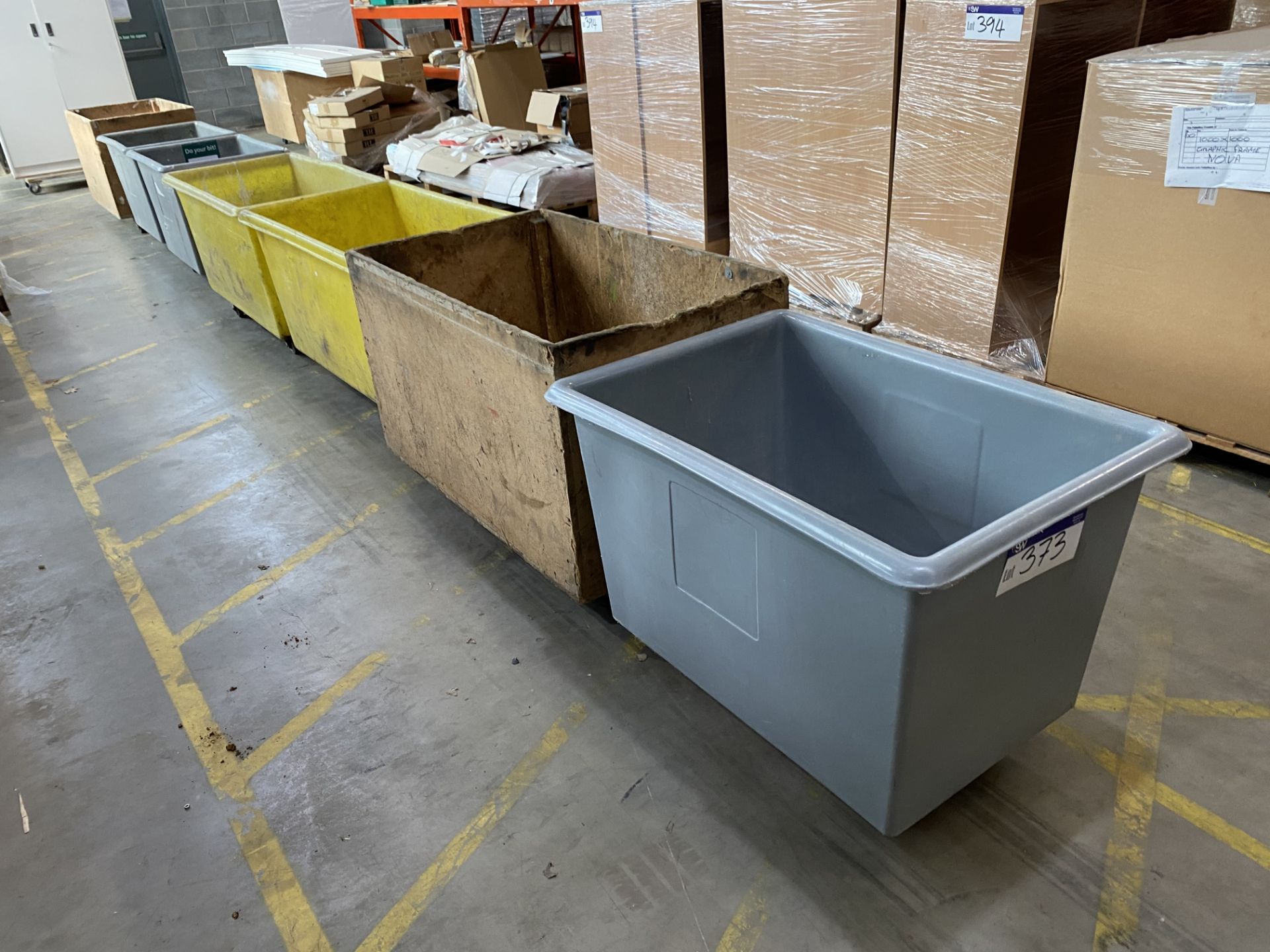 Six Mobile Plastic Skip Bins