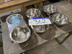 Three Double Stainless Steel Bowl Stands