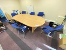 Seven Blue Tweed Meeting Chairs