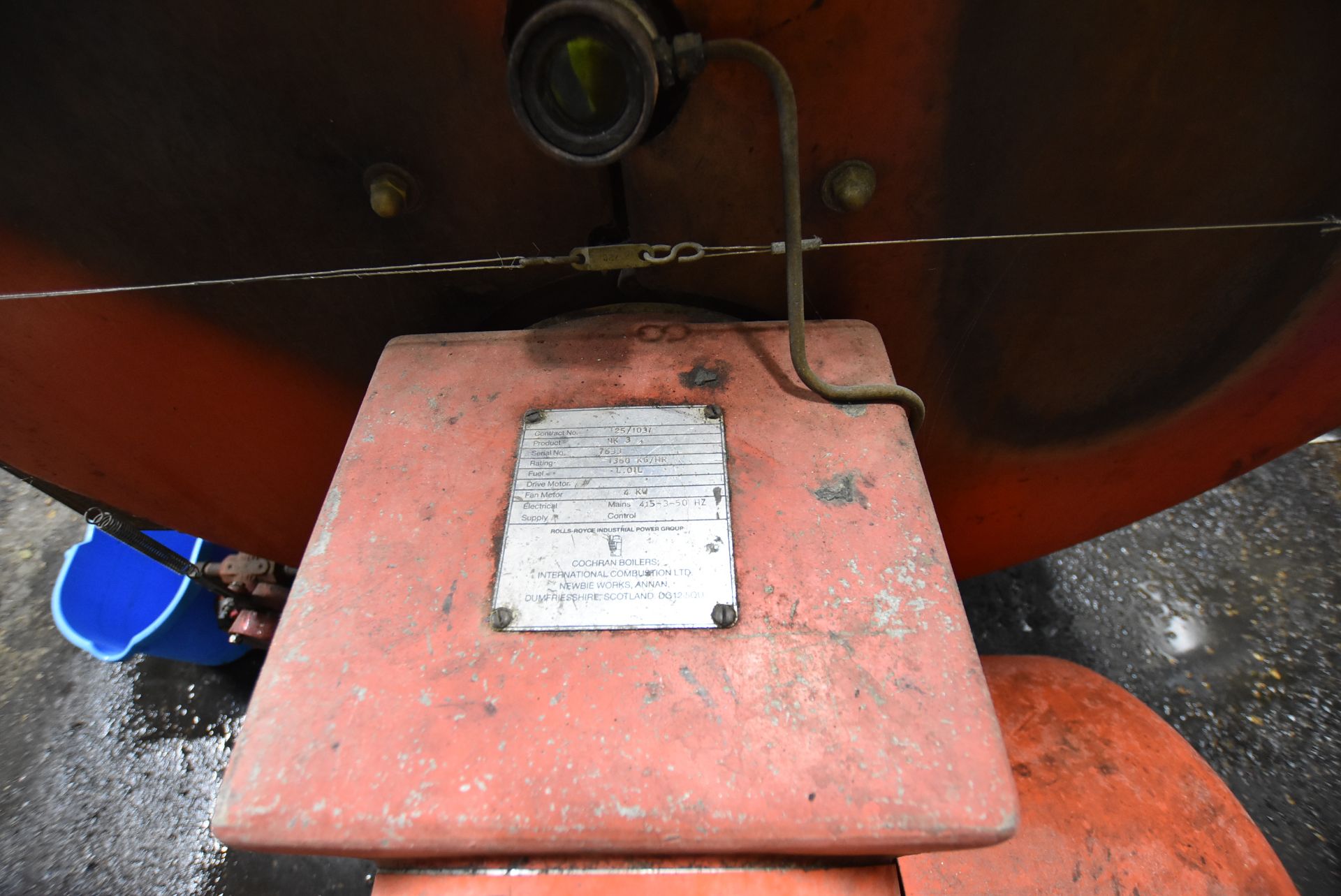 Cochrane BORDERER 1360kg/hr OIL FIRED STEAM BOILER, serial no. 25/1037, year of manufacture 1995, - Image 4 of 12