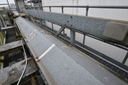 Galvanised Steel Cased Chain & Scraper Conveyor, approx. 500mm wide on casing, approx. 8m long, with