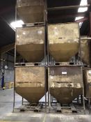 12 Mild Steel Hopper Bottomed Tote Bins, each approx. 1.55m x 1.25m x 2.1m deep overall (lot located