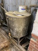 Stainless Steel Rice Bran Oil Storage Tank, approx. 700mm x 650mm deep, with stainless steel