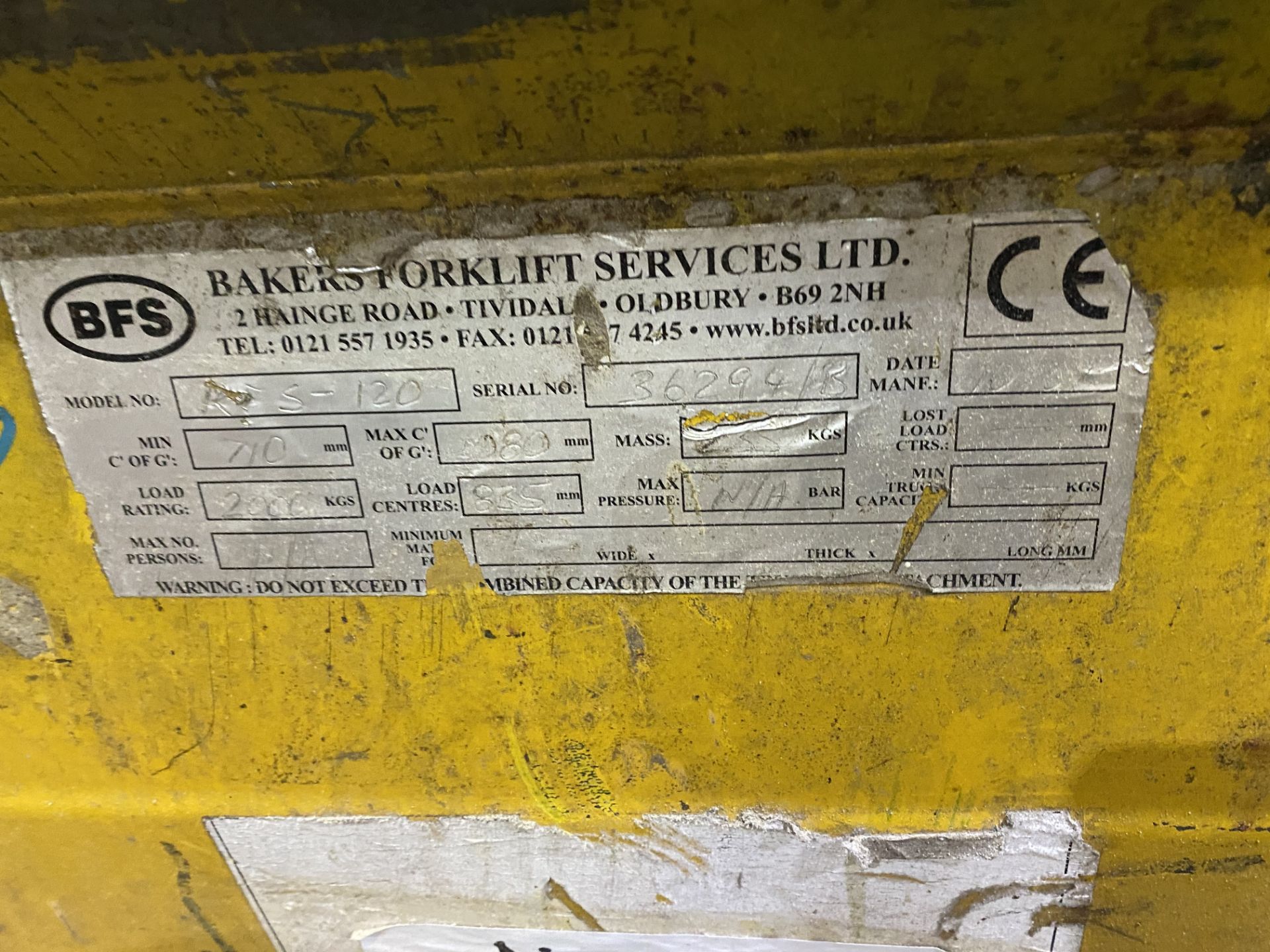 BFS RF5/120 Fork Lift Truck Tip Skip, serial no. 36294/B, 2000kg cap.              (lot located at - Image 3 of 3