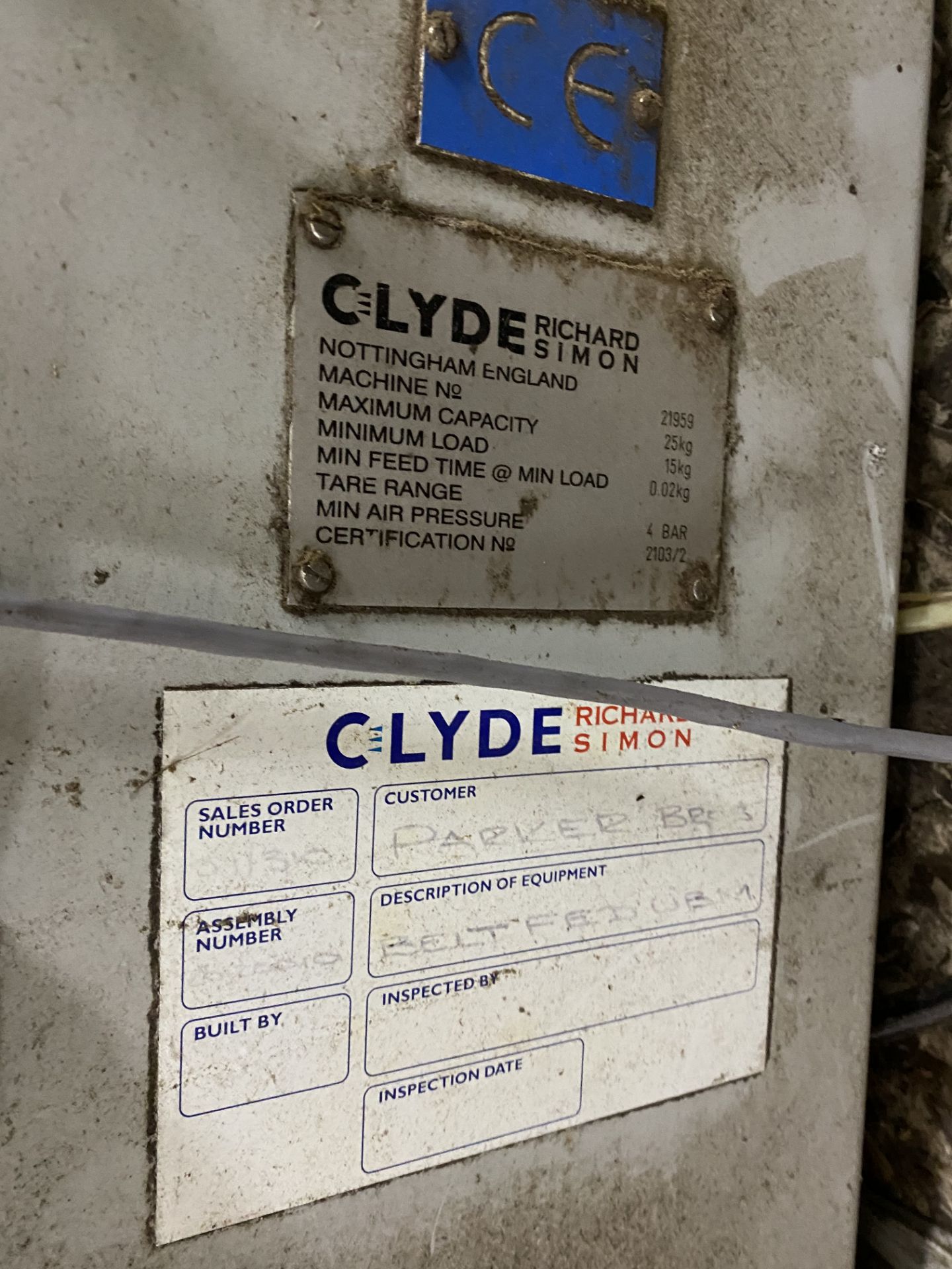 Clyde Richard Simon 25kg Load Cell Packing Weigher, serial no. 21959, 15kg min. load, with Richard - Image 5 of 7