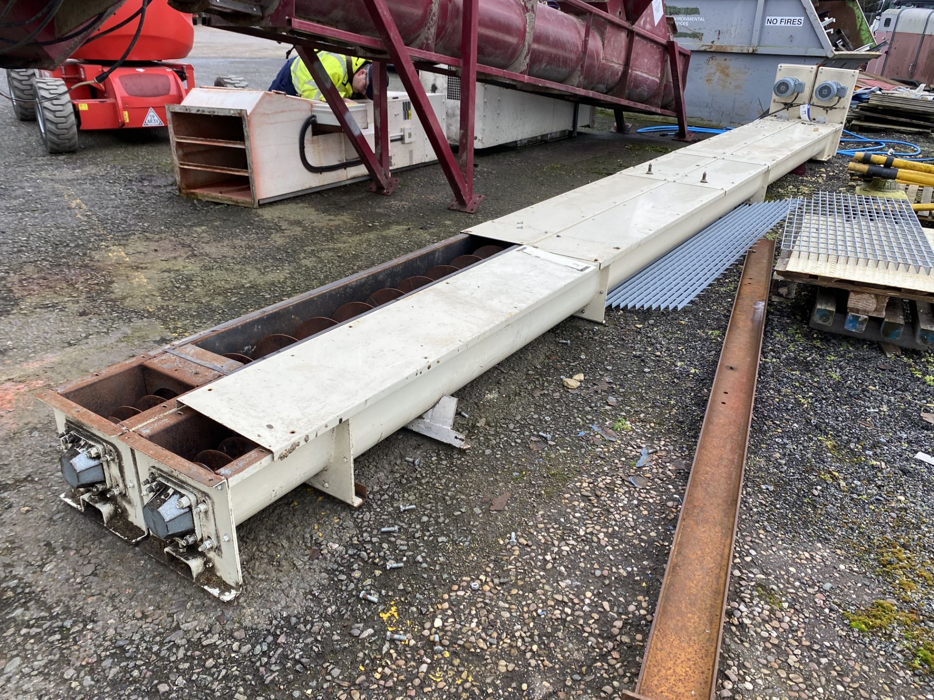 Guttridge 250MM DIA. SCREW CONVEYOR, approx. 8.25m long, with geared electric motor drive and one - Image 2 of 4