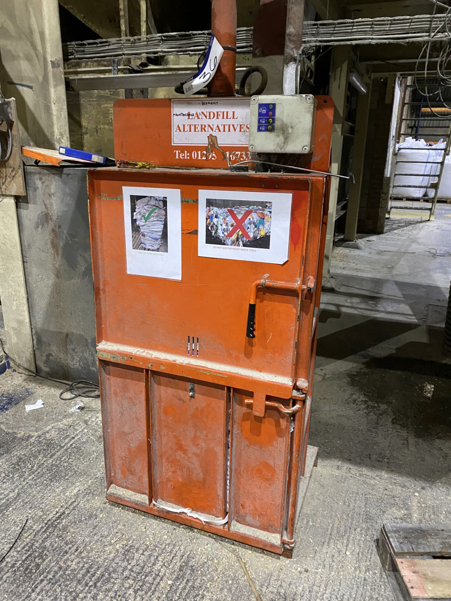 CK International CK51 WASTE COMPACTOR, serial no. CK336-203, single phase, 1.1kW, bale size