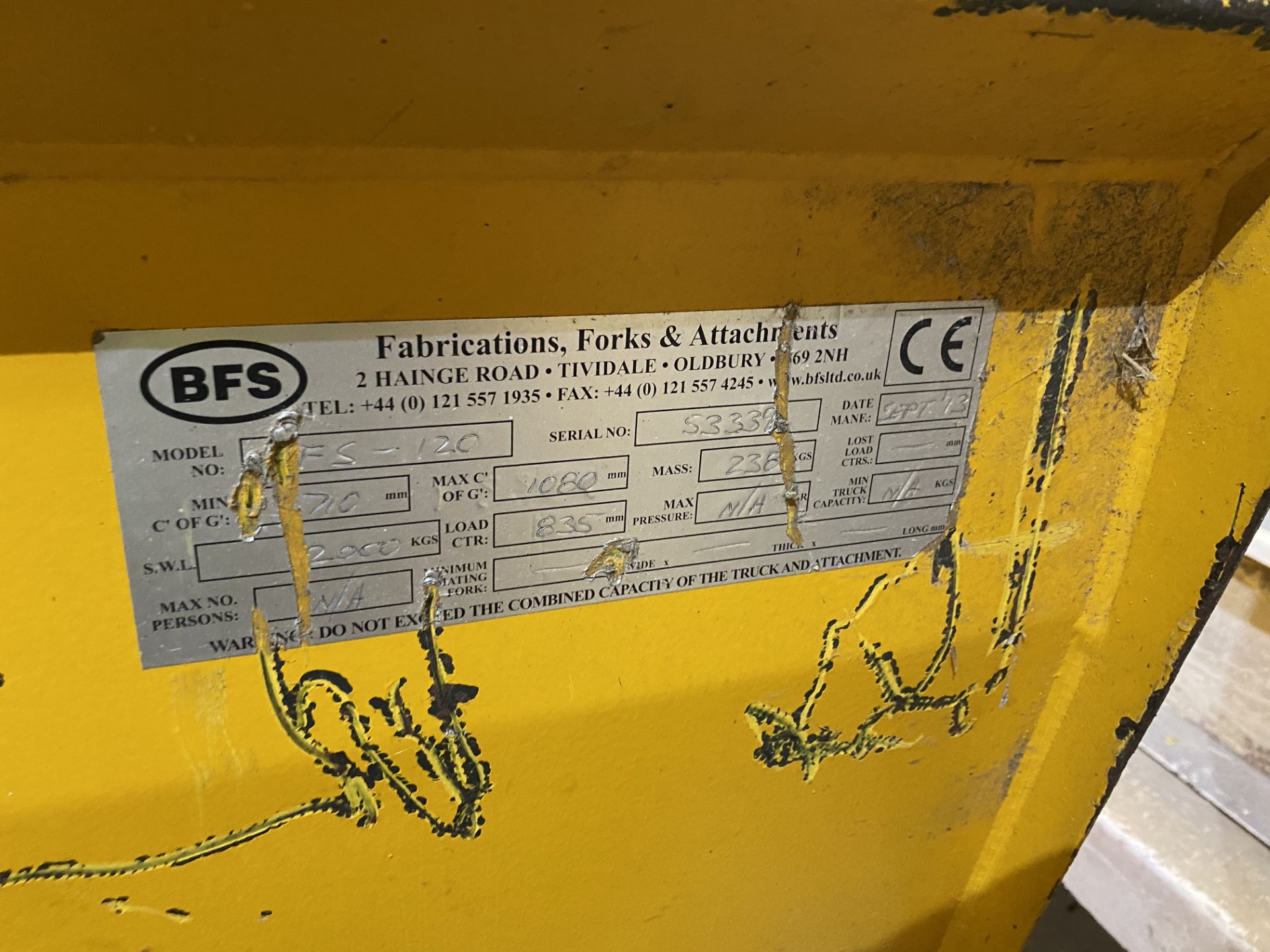 BFS FS-120 Fork Lift Truck Tip Skip, serial no. 53339, 2000kg cap. - Image 3 of 3