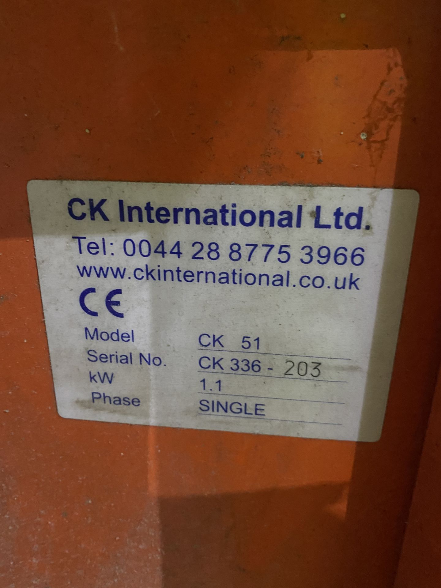 CK International CK51 WASTE COMPACTOR, serial no. CK336-203, single phase, 1.1kW, bale size - Image 4 of 5