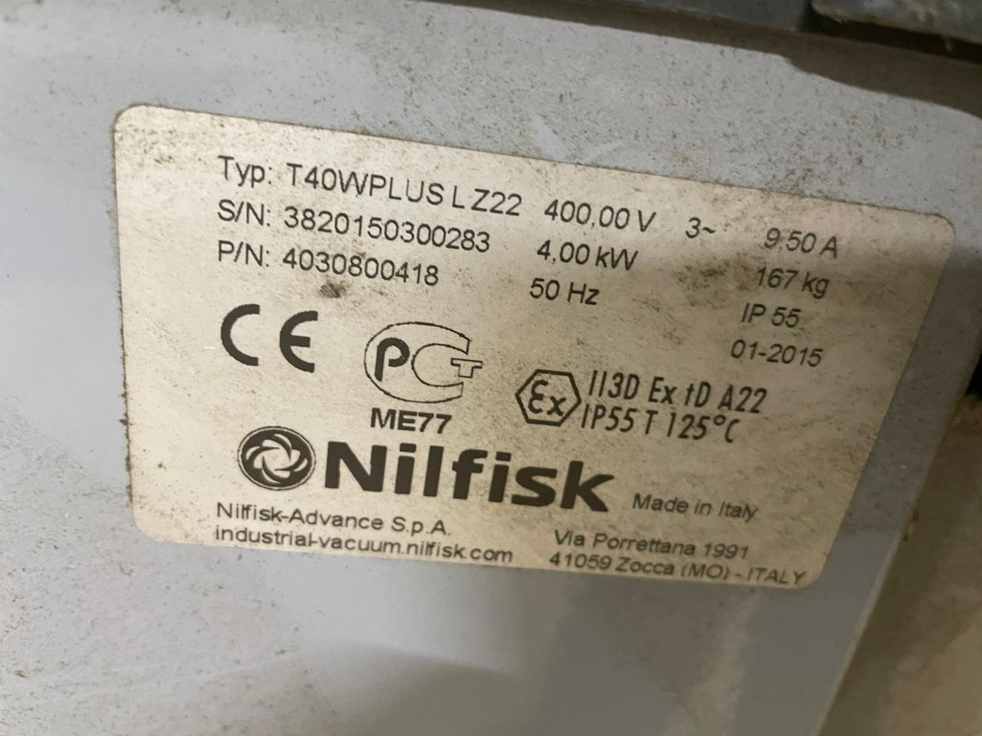 Nilfisk TW40W Plus Mobile Industrial Vacuum Cleaner, serial no. 38201503000283, year of - Image 5 of 10