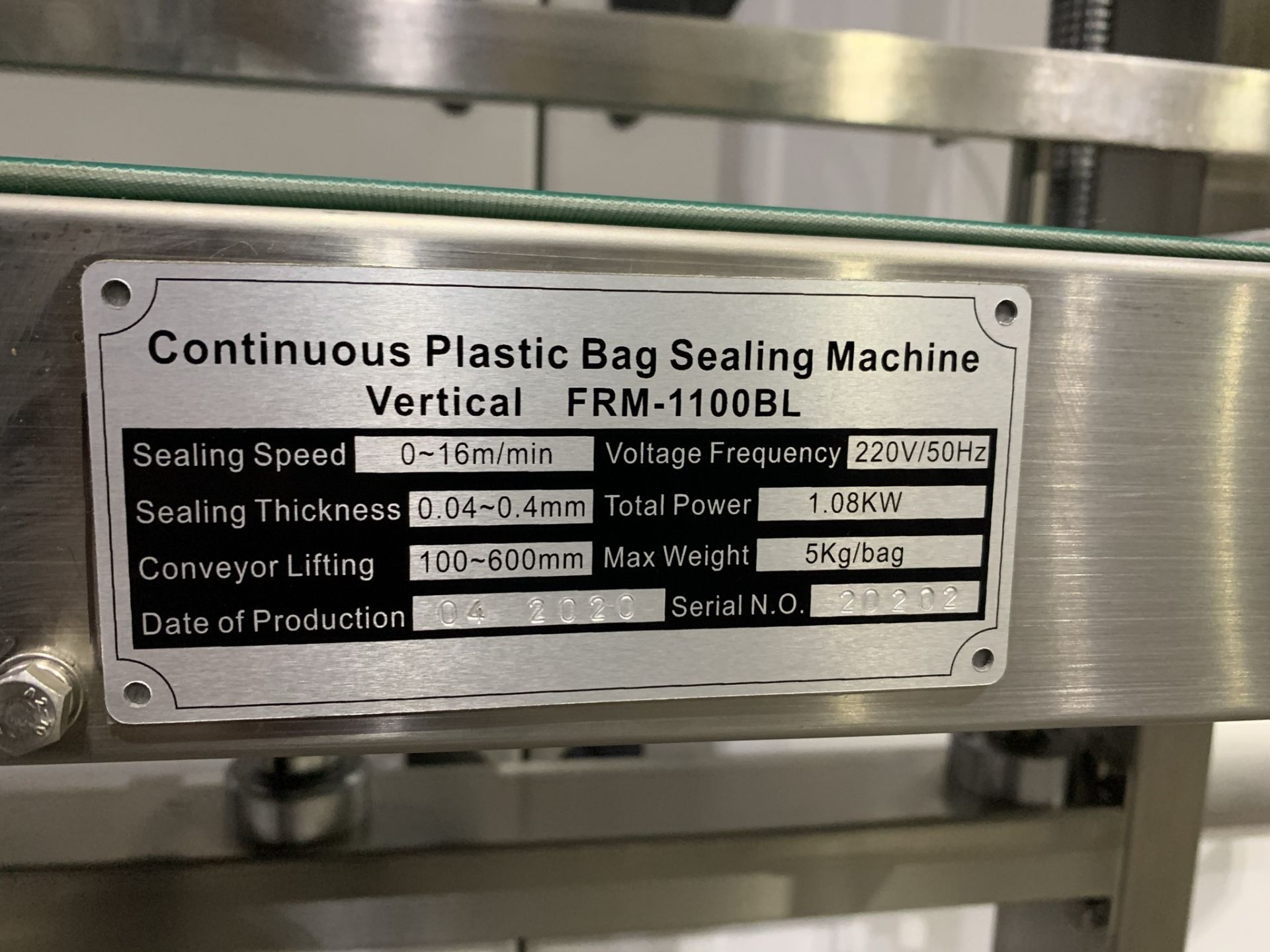 FRM-1100BL Plastic Bag Sealing Machine, approx. 1. - Image 4 of 4