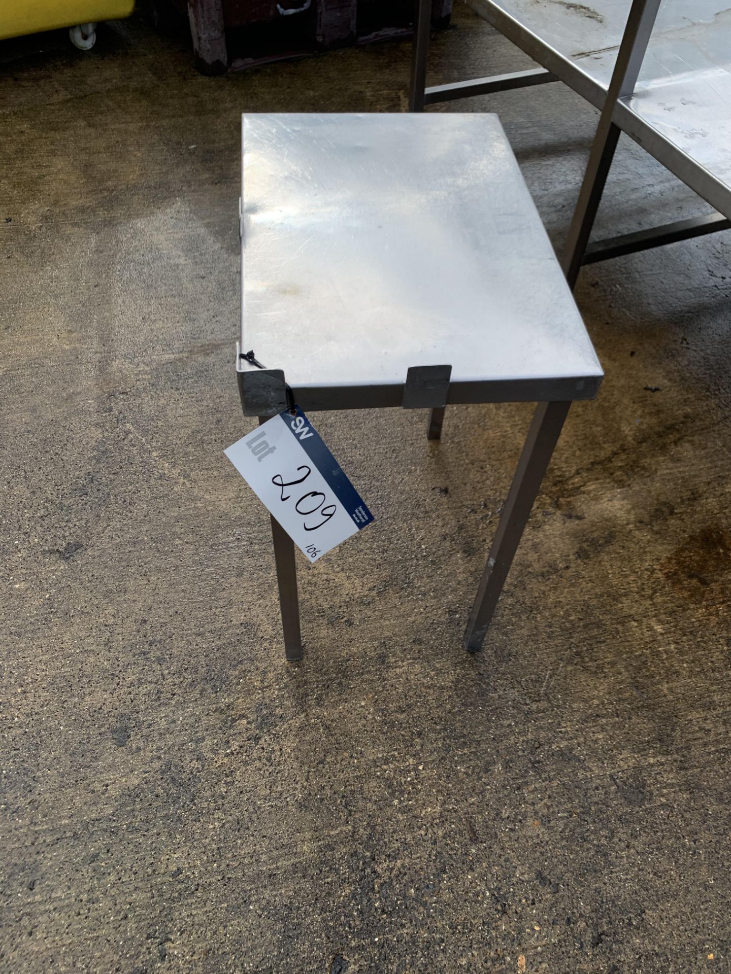 Stainless Steel, Table, approx. 0.75m high x 0.62m