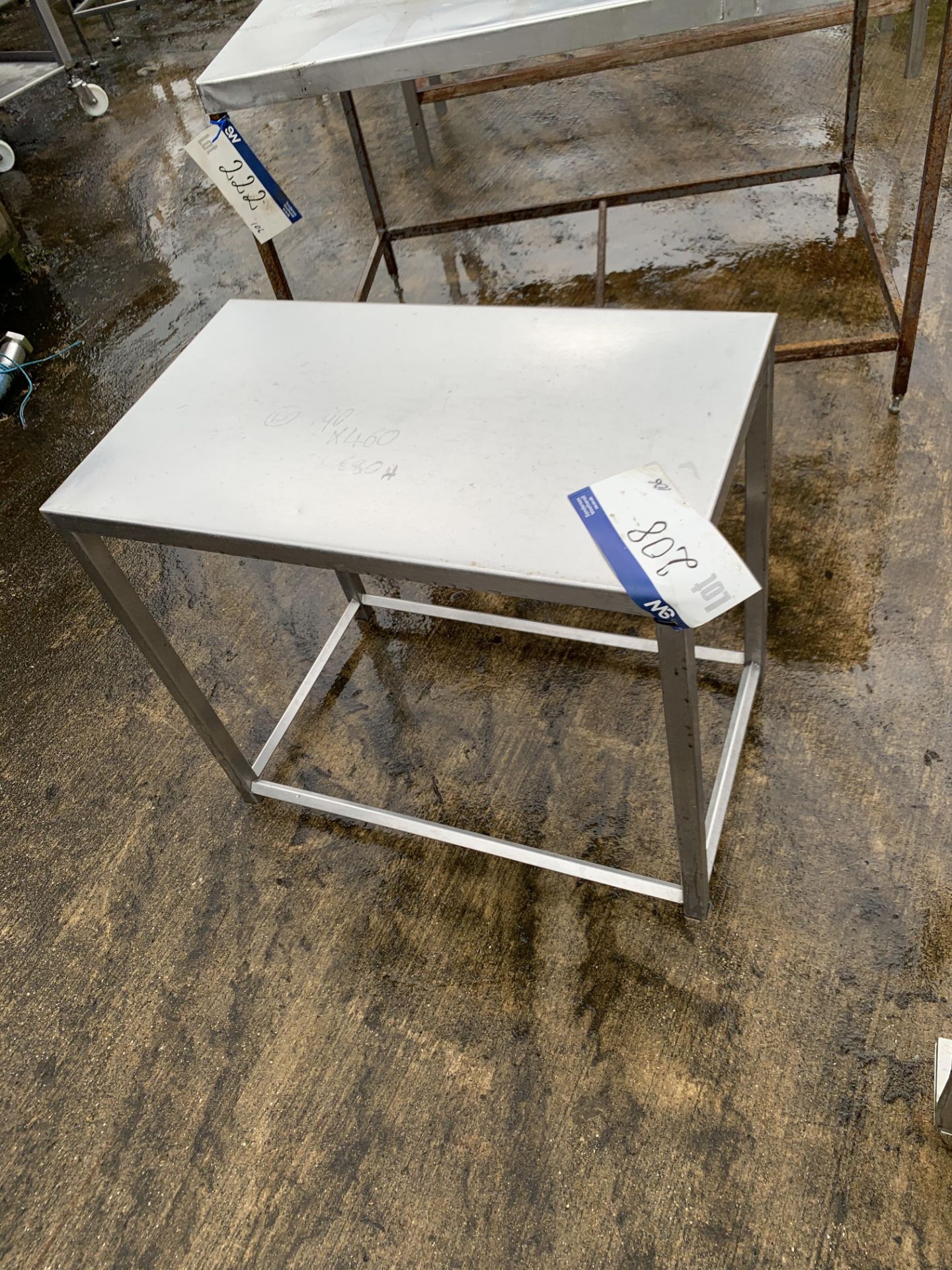 Stainless Steel Table, approx. 0.68m high x 0.79m