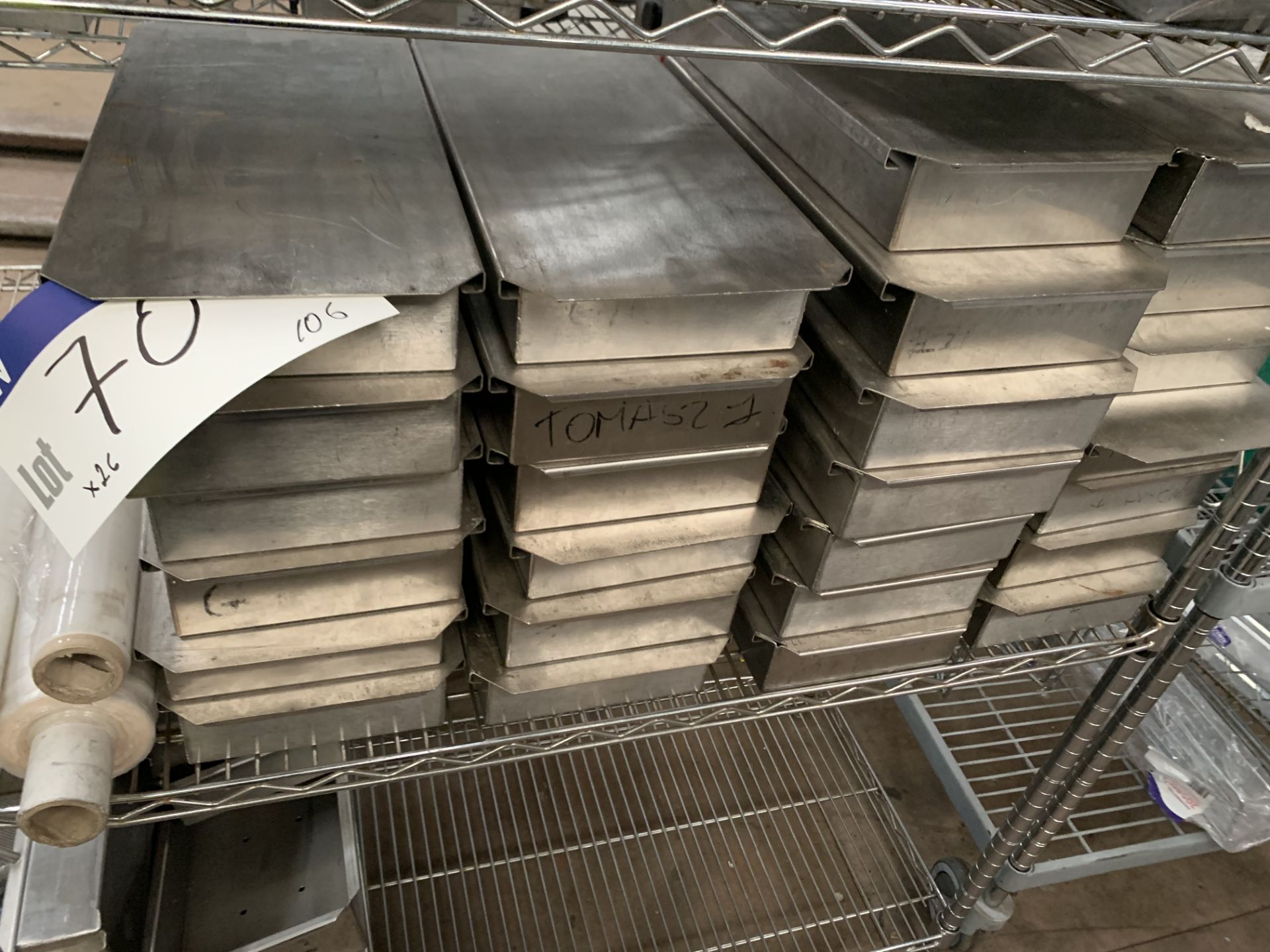 26 Stainless Steel Lidded Boxes, with perforated b