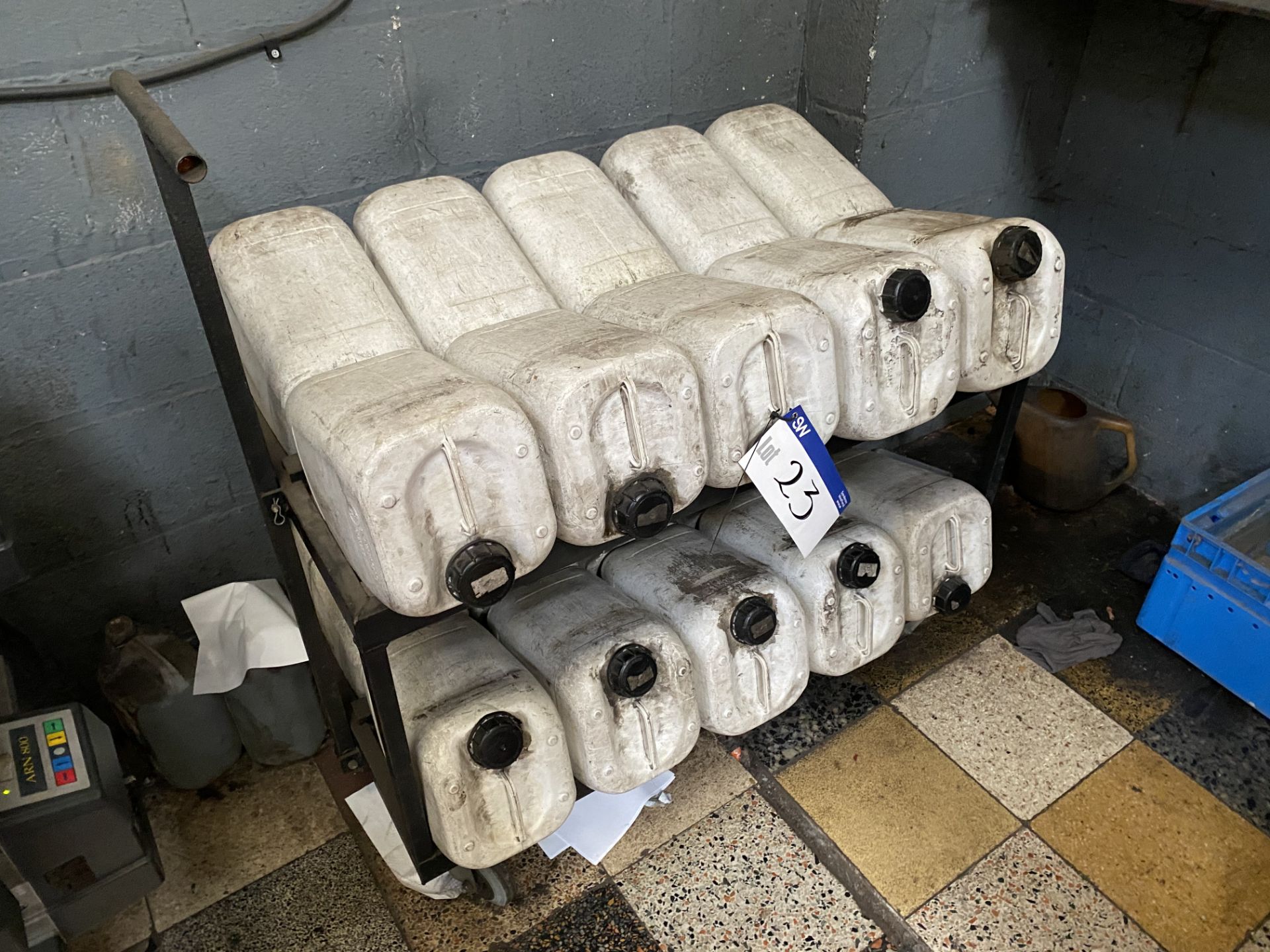 Quantity of Stone, in plastic containers on rack