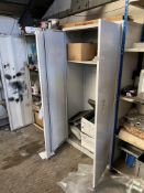 Two Double Door Steel Cabinets, with contents including manufacturers logos and names, trim and