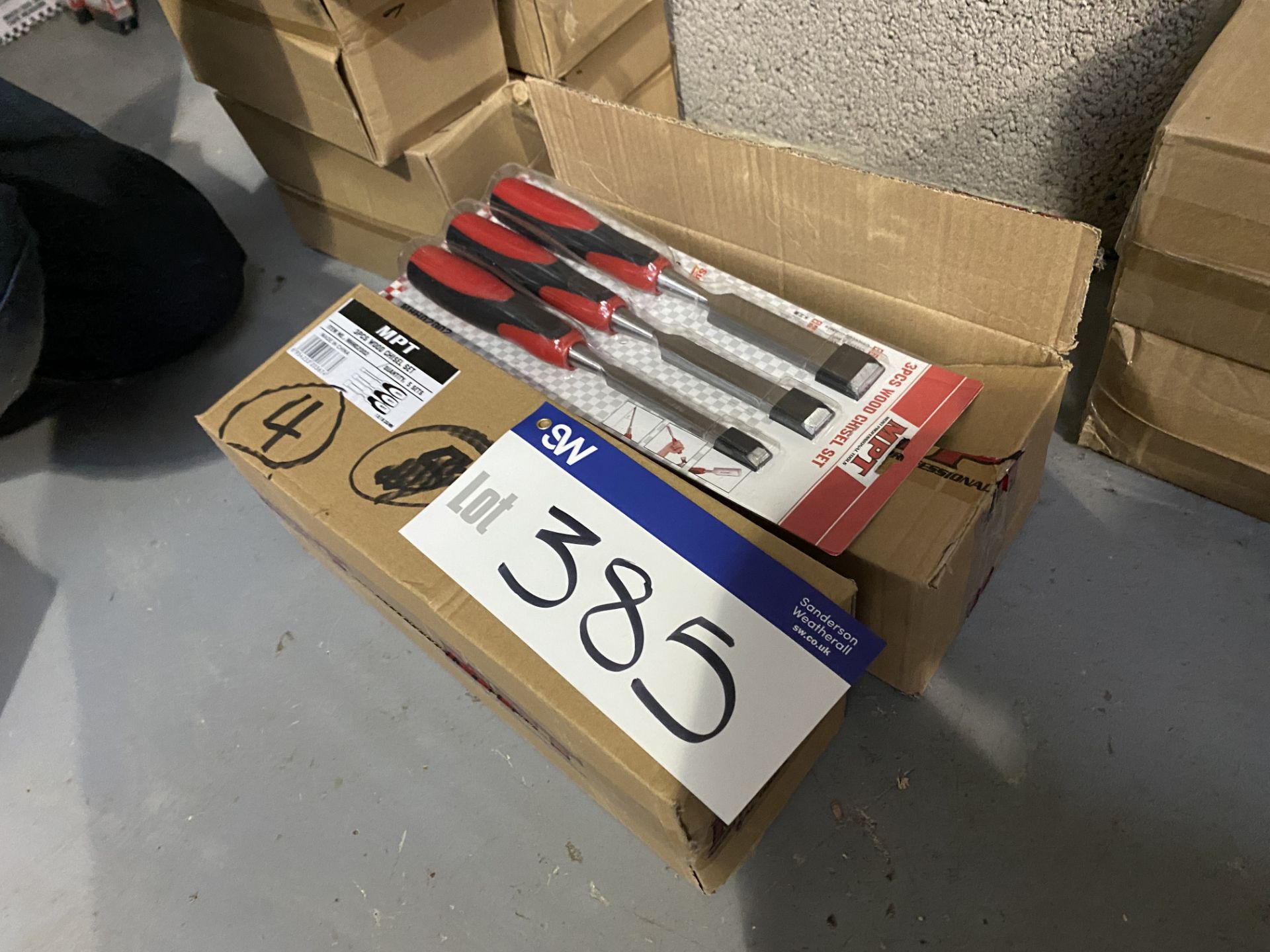 Two Boxes of MPT Three Piece Wood Chisel Sets, fiv