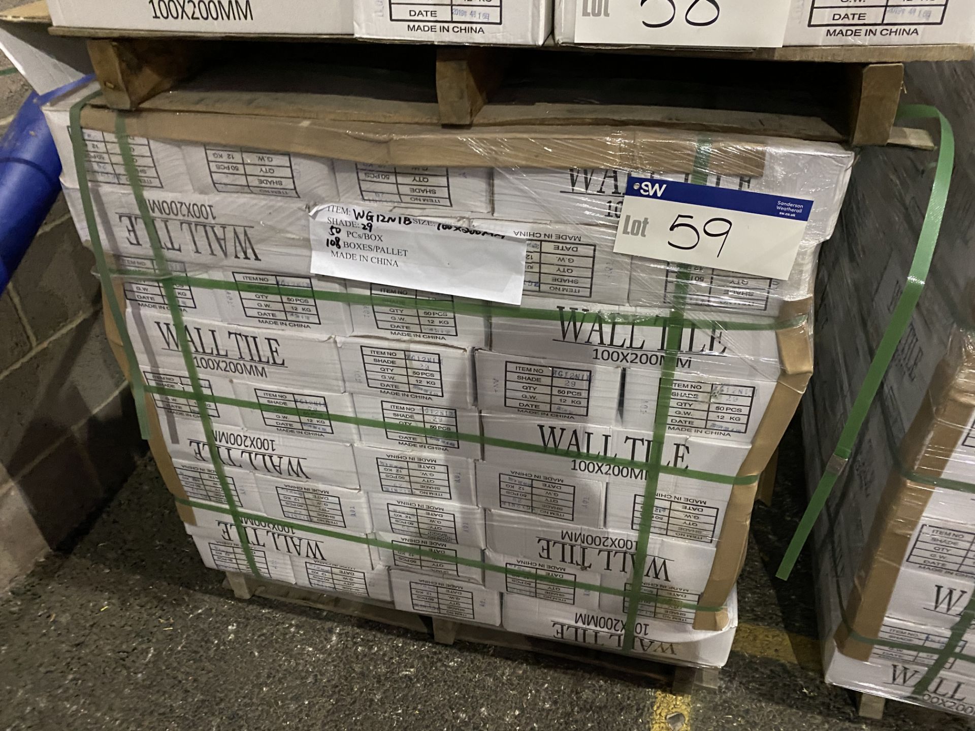 108 Boxes of White Tiles, item no. WGITN1B, 200mm