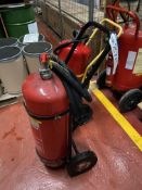 Two Foam Fire Extinguishers, with trolley (please