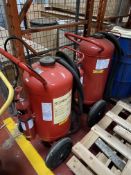 Two Foam Fire Extinguishers, with trolley (please