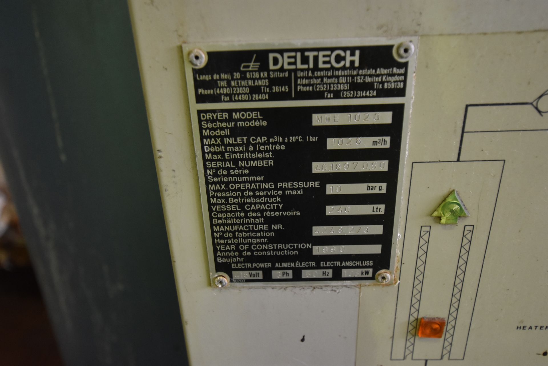 Deltech MWE 1020 Dryer, serial no. 42482/3, year o - Image 3 of 4