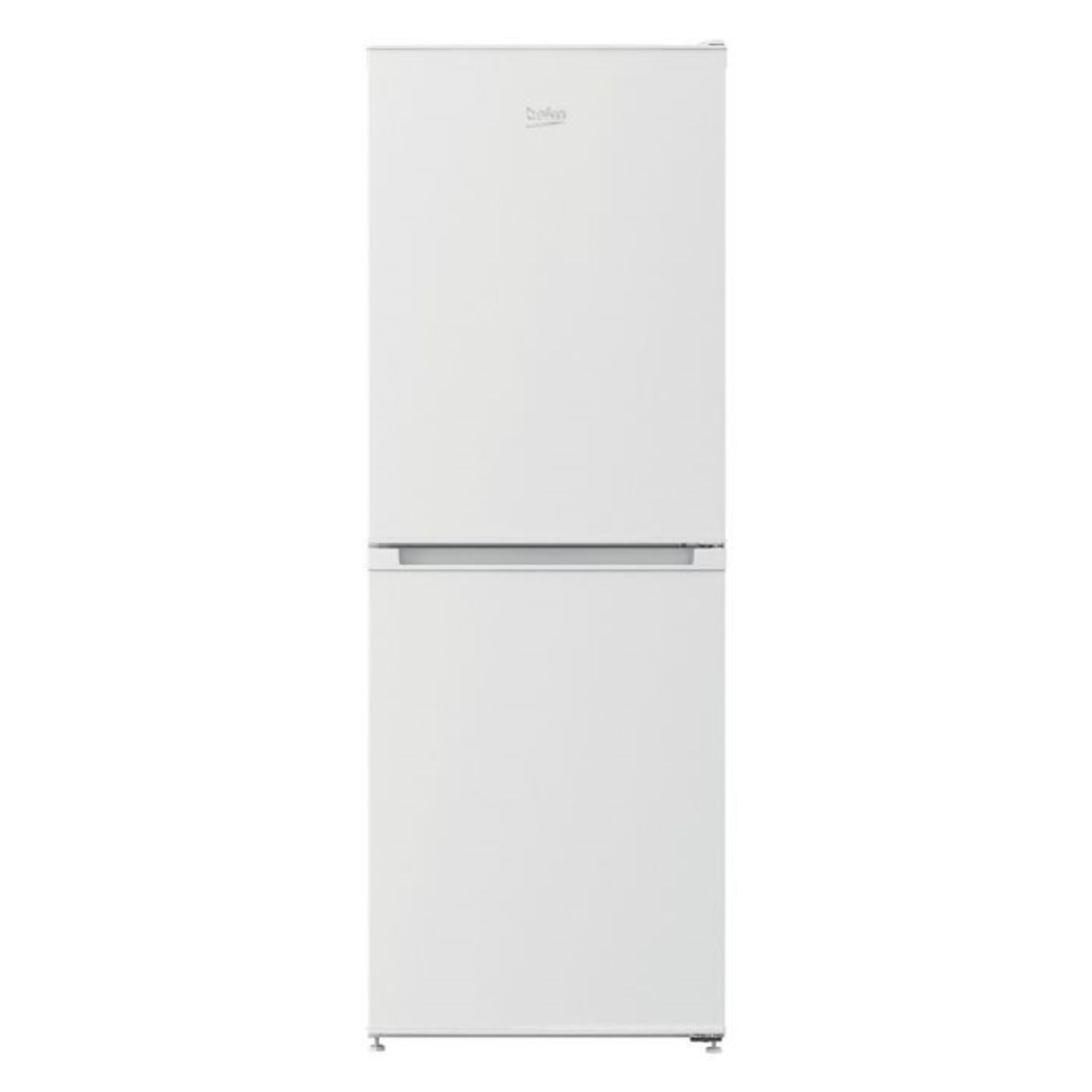 Four boxed unused Beko 213 litre freestanding fridge freezers, 50/50 split frost free 55cm wide,