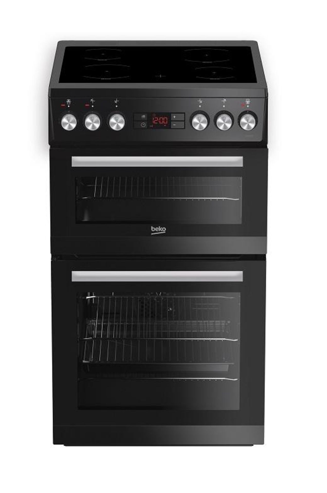 Six boxed unused Beko 50cm Double Oven Electric Cookers, manufacturers model number CHDO50CK,