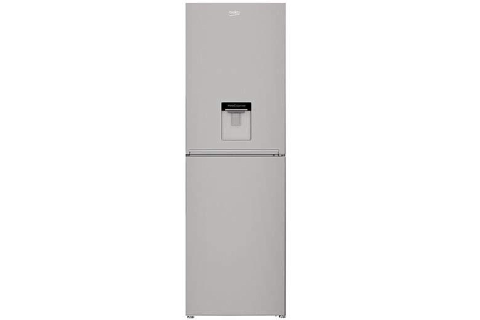 Four boxed unused Beko 60cm Fridge Freezers, Water Dispenser, Steel manufacturers model number