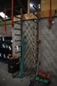 11 Tier Fabricated Steel Single Sided Cantilever Stock Rack, approx. 700mm x 3m high (note currently