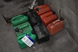 Eight Plastic Fuel Cans
