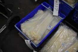 Approx. 25 Bags x 100 9 x 450mm Cable Ties, with plastic crate