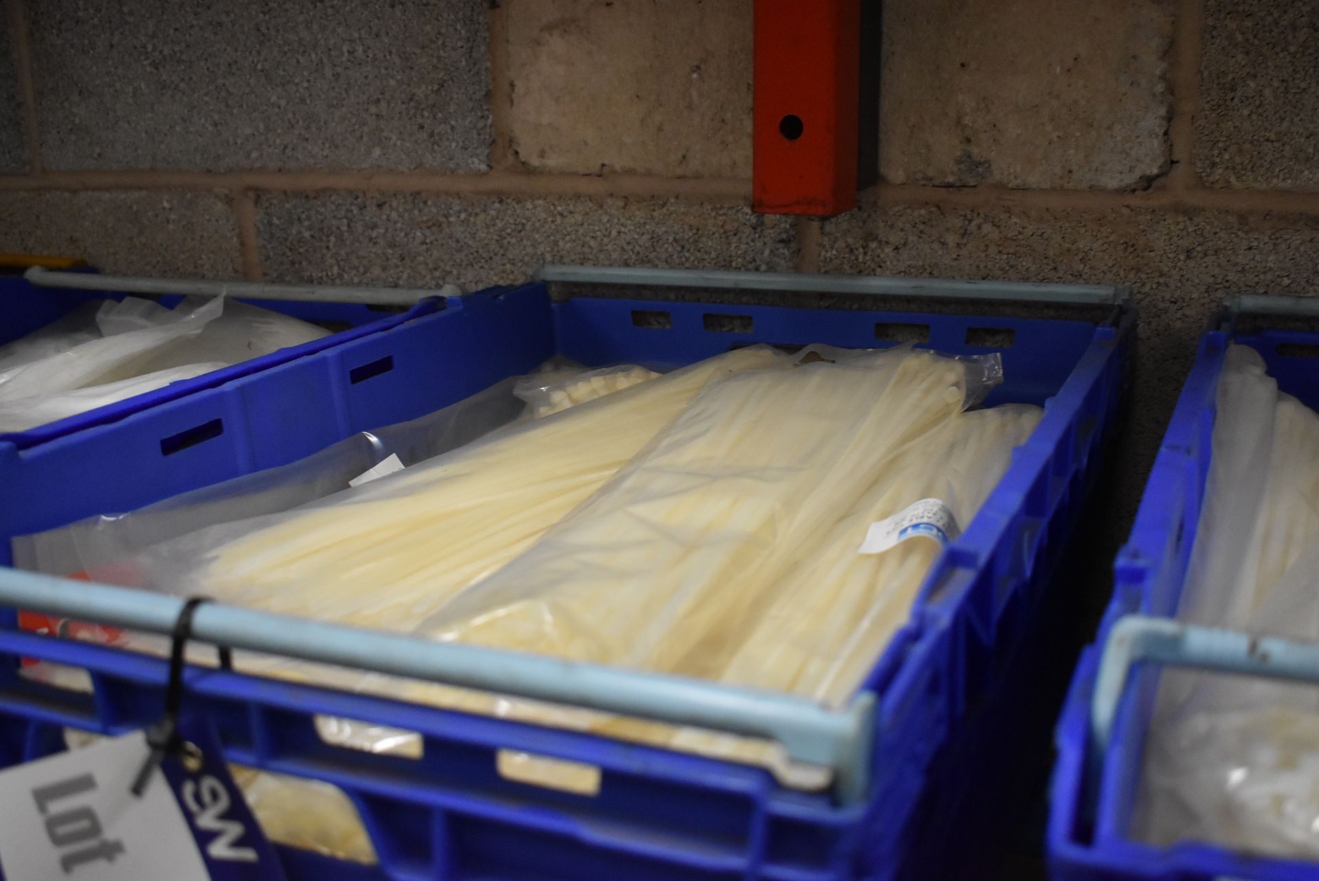 Approx. 45 Bags x 100 4.8 x 370mm White Cable Ties, with plastic crate - Image 2 of 3